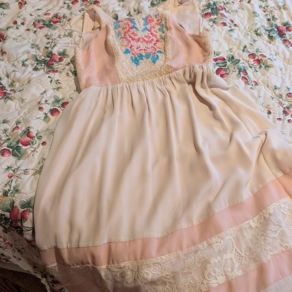 Charming Pink and Cream Garden Dress